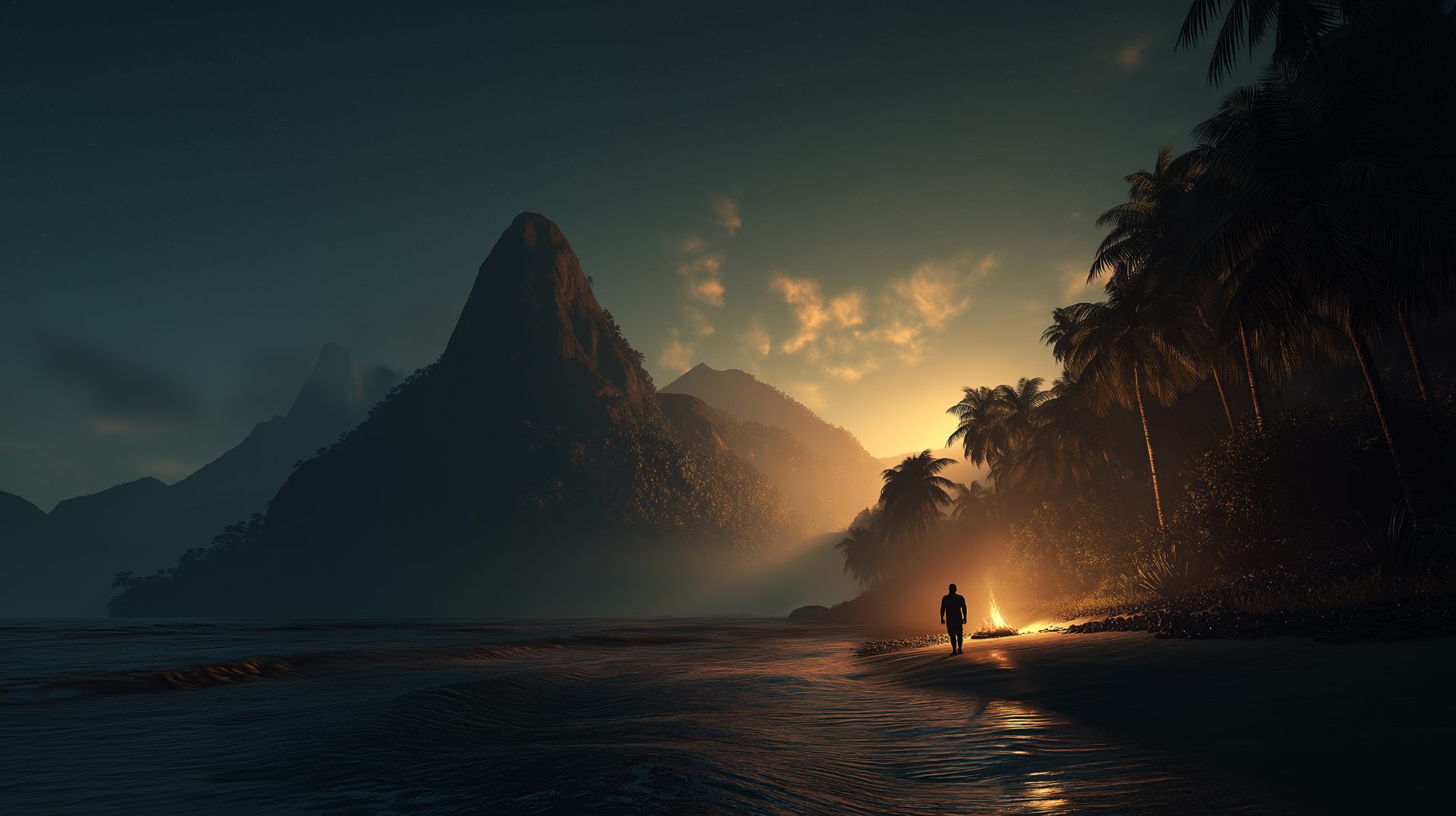 Landfall — the beach at night